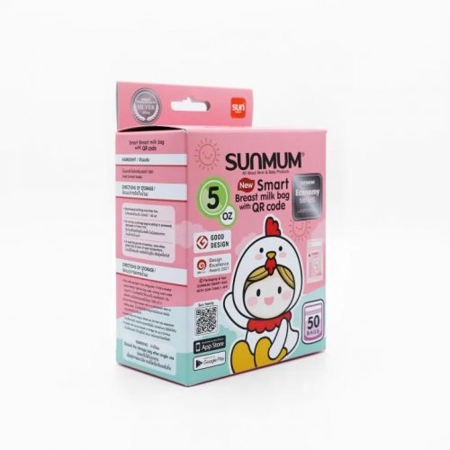 Sunmum ถุงเก็บน้ำนมแม่ทานตะวัน SUNMUM ขนาด 5 oz (50ใบ/กล่อง)