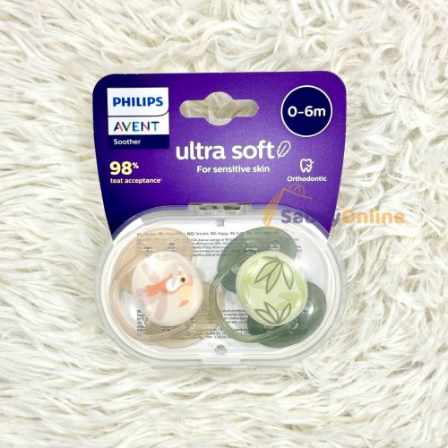 Philips AVENT PHILIPS AVENT จุกนมหลอก รุ่น Ultra soft แพค 2, Size-สี: 0-6 เดือน(รุ่นใหม่-Boy2)