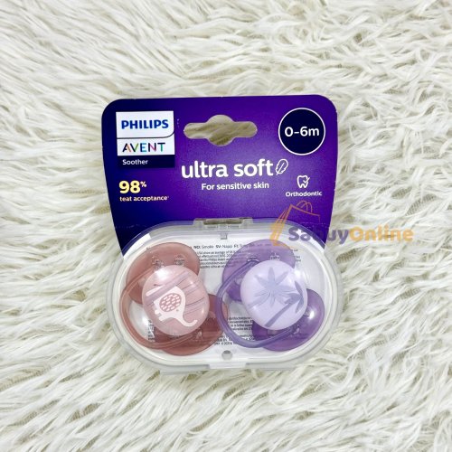 Philips AVENT PHILIPS AVENT จุกนมหลอก รุ่น Ultra soft แพค 2, Size-สี: 0-6 เดือน(รุ่นใหม่-Girl2)